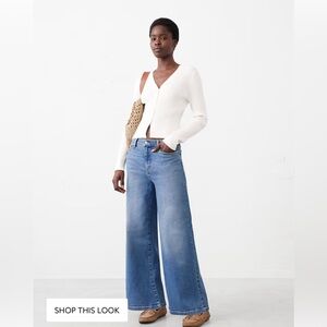 Banana Republic High Rise Wide Leg Crop Jeans 27L Minimalist Model Off Duty